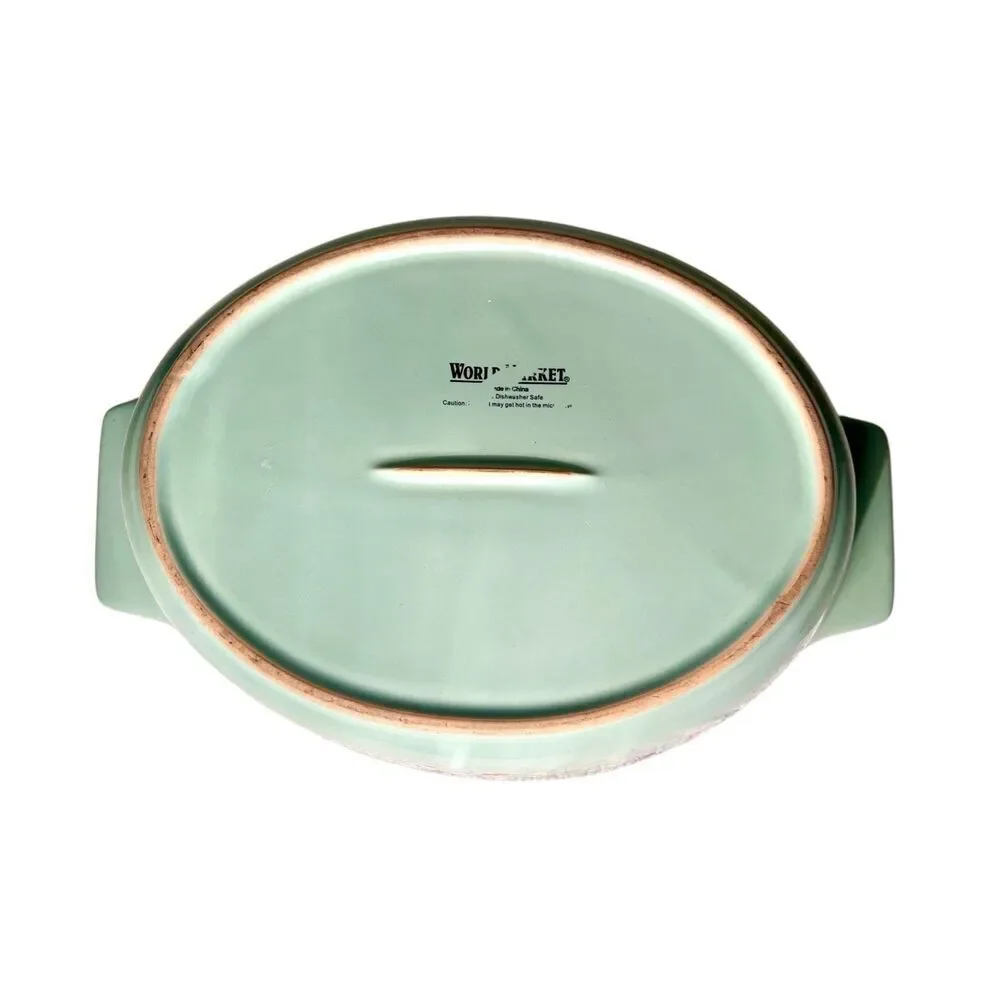 World Market Casserole Floral Oval Baking Dish Bakeware Ceramic